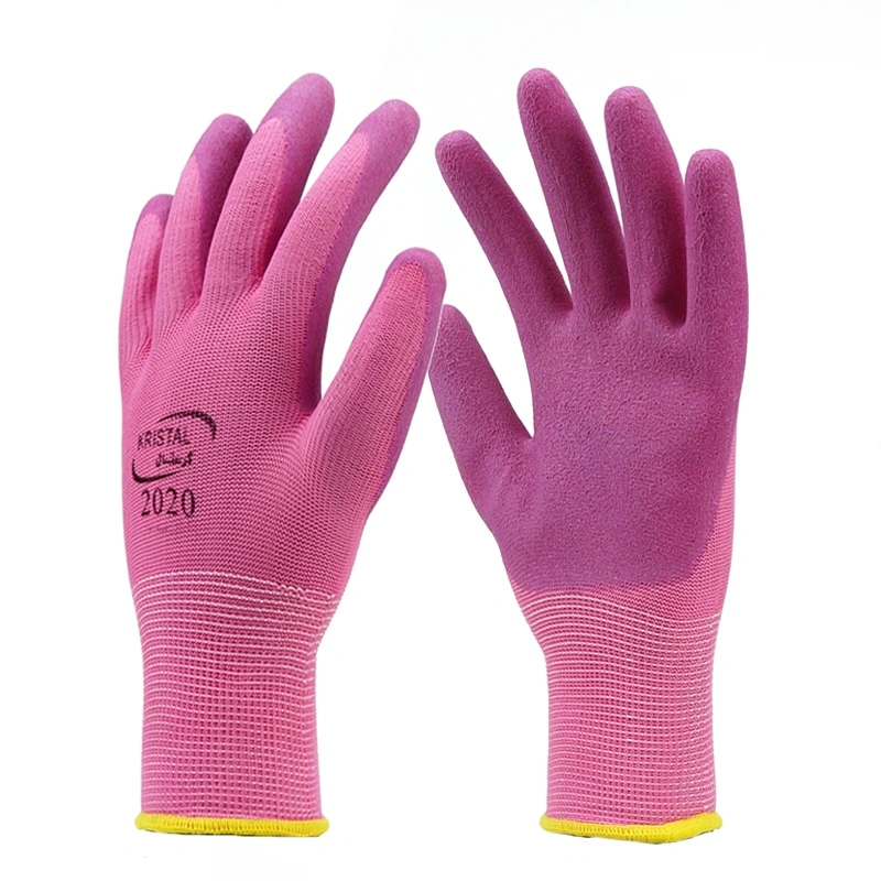 Light Weight Pink Women Gloves Latex Foam Coated Gloves for Gardening