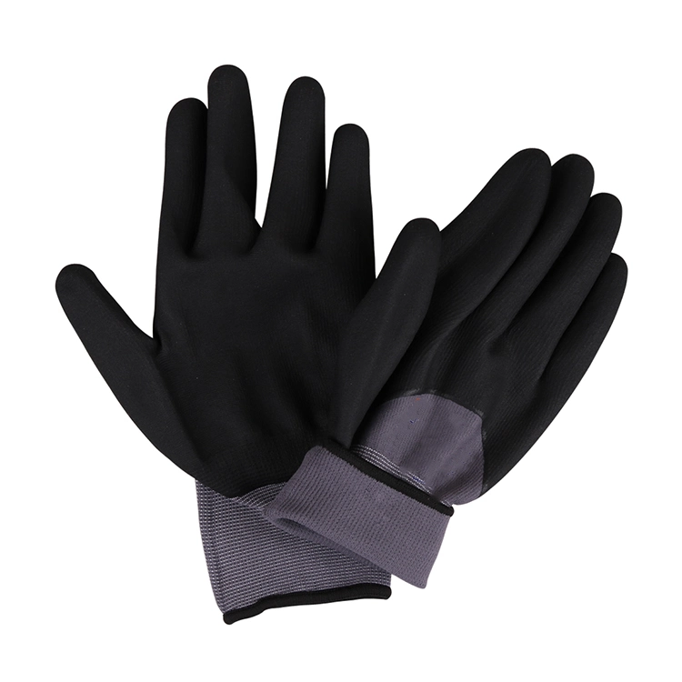 Guantes De Seguridad Polyester Kintted Foam Black Nitrile Coated Gloves