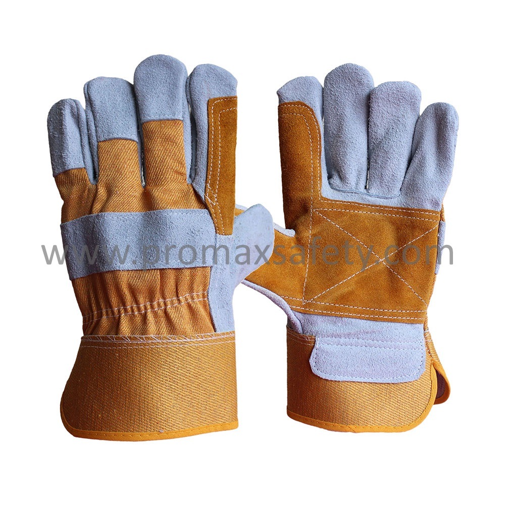 Double Palm Anti Abrasion Welding Working Rigger Cow Leather Safety Work Labor Gloves