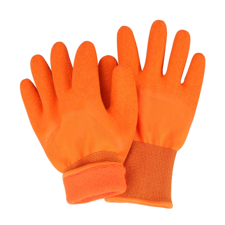 Polyester Gloves Orange Latex Plain Coated Safety Gloves Industrial Work Gloves