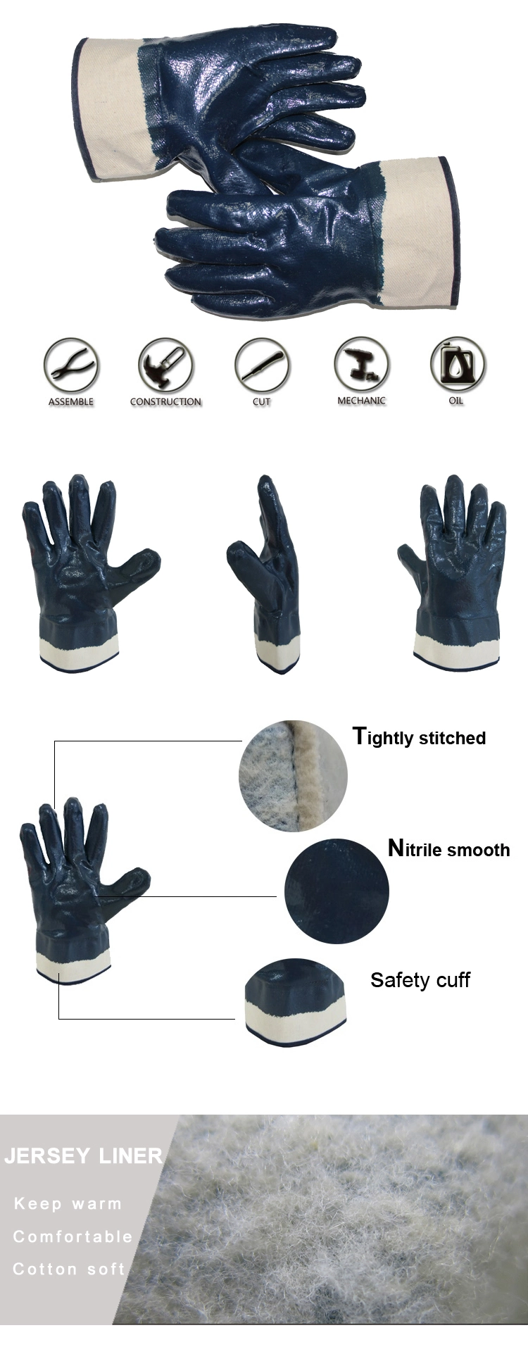 Light Metal Fabrication Cotton with Nitrile Dipped Gloves Ce 4112X