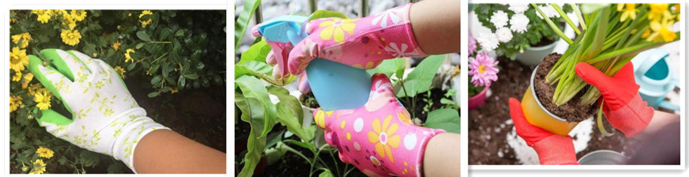 Flower Design Gloves Polyester Shell Garden Gloves Nitrile Coated Safety Work Gloves/Garden Gloves