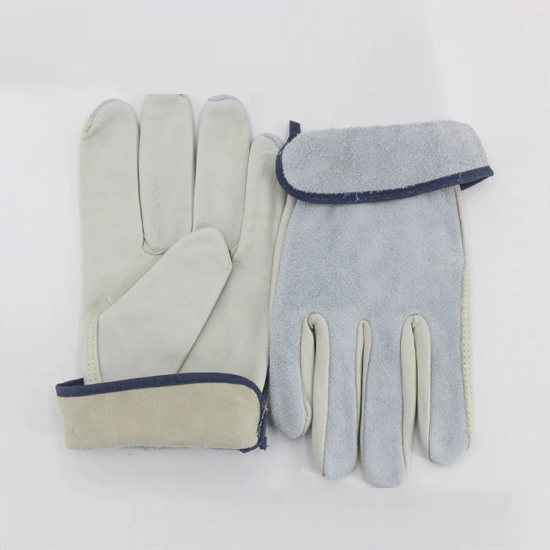 White Sheep Skin Palm and Back Cow Split Leather Work Driver Gloves