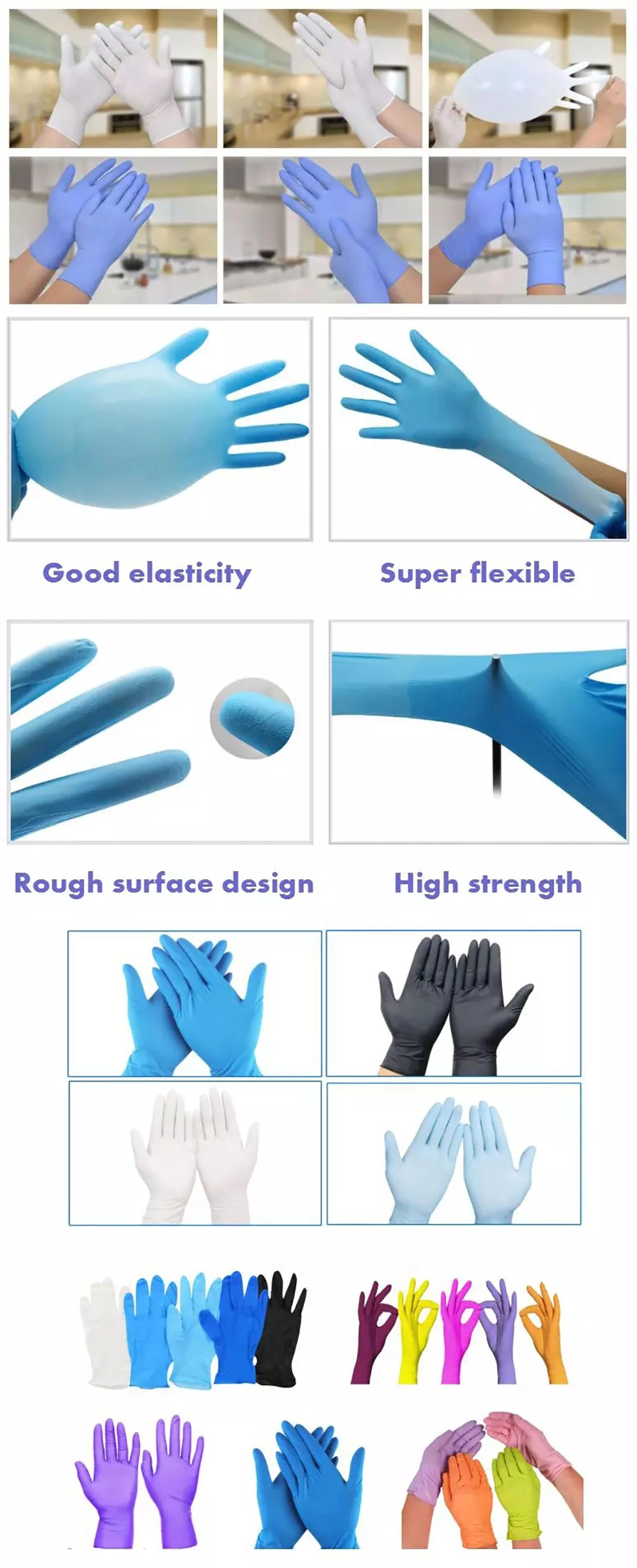 Latex Gloves Nitrile Gloves Vinyl Gloves PE/PVC Gloves Production Line Disposable Powdery Gloves