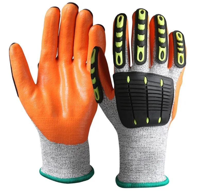 Mechanic Gloves TPR Impact Nitrile Heavy Duty Work Gloves Black Safety