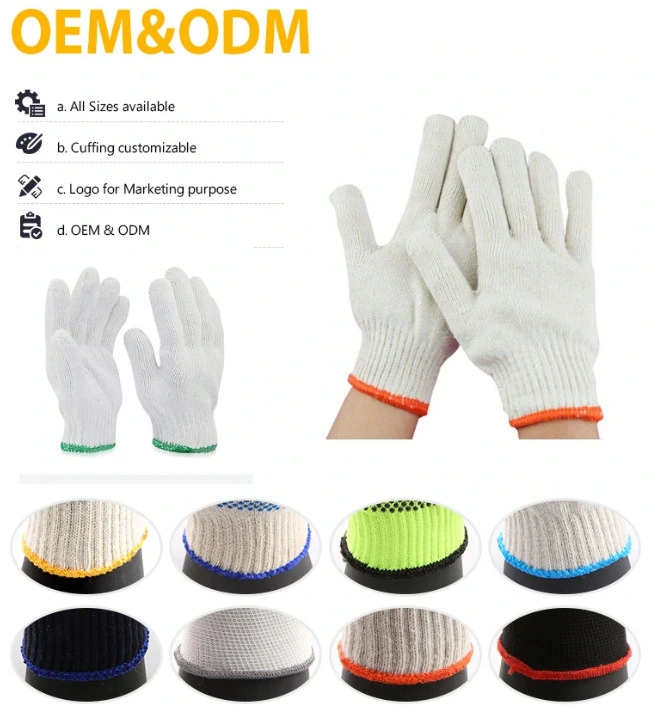 Cotton Polyester String Knit Shell Safety Protection Work Gloves for Painter Mechanic Industrial Warehouse Gardening Construction