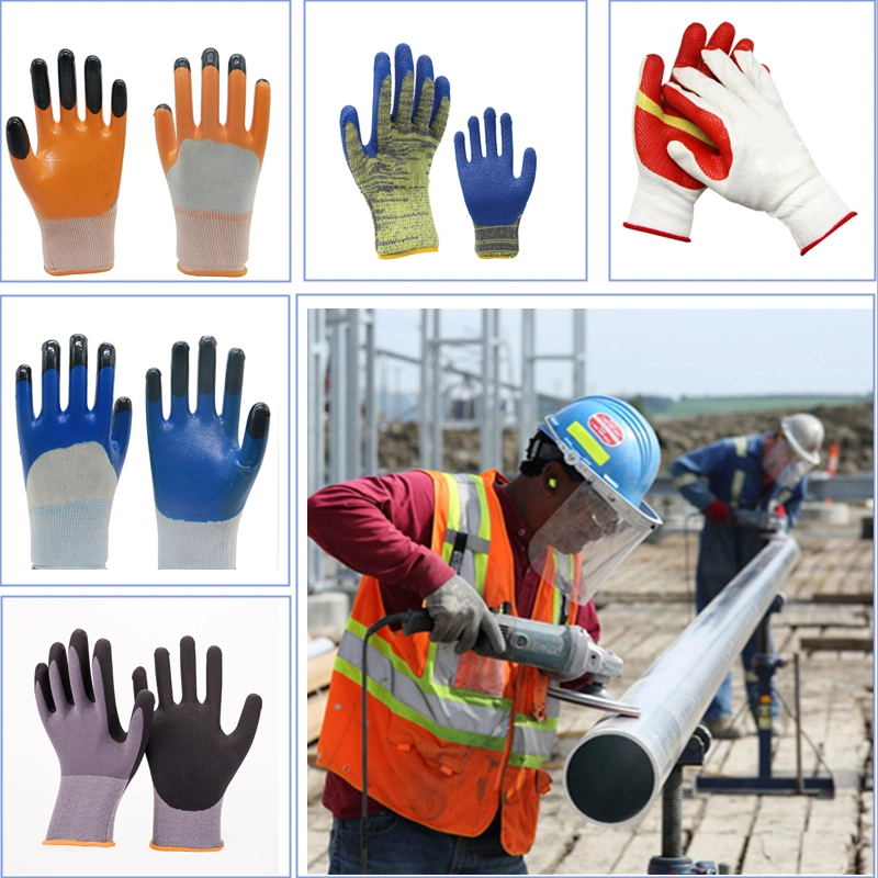 15 Gauge Anti Slip Micro Foam Nylon Safety Labor Gloves Black Nitrile Gloves