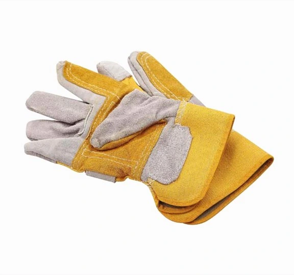 Multi-Colored Cow Split Leather Construction Gloves Leather Welding Safety Gloves