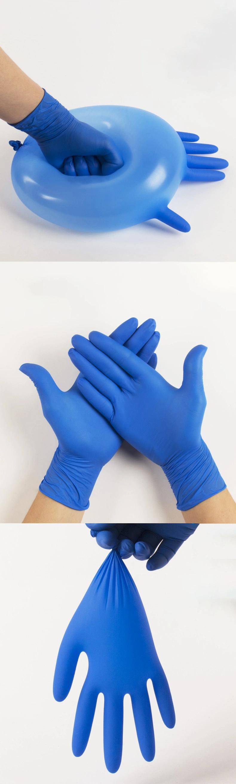 Blue Powder Free Disposable Nitrile Exam Gloves Manufacturers China