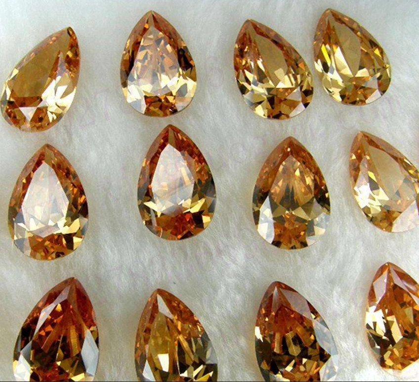 Coffee Color Cubic Zirconia 3X5mm Pear Cut Synthetic Diamonds