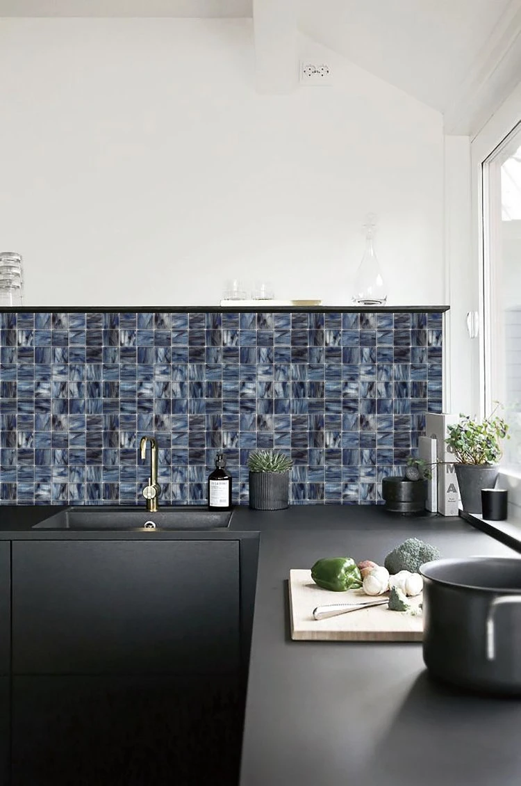 Building Material Amber 3D Diamond Glass Kitchen Tiles Wall Sticker Mosaic