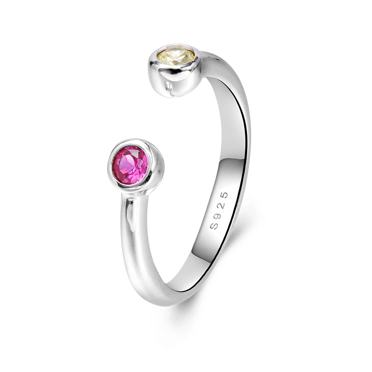 Pink Ruby and Yellow Diamond Opening Rings Elegant for Women
