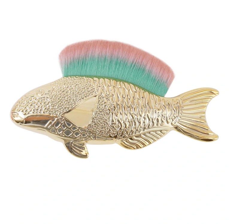 Rainbow Mermaid Shape Unique Makeup Brushes Acrylic UV Gel Polish Powder Glitter Remover Fish Nail Cleaning Brush
