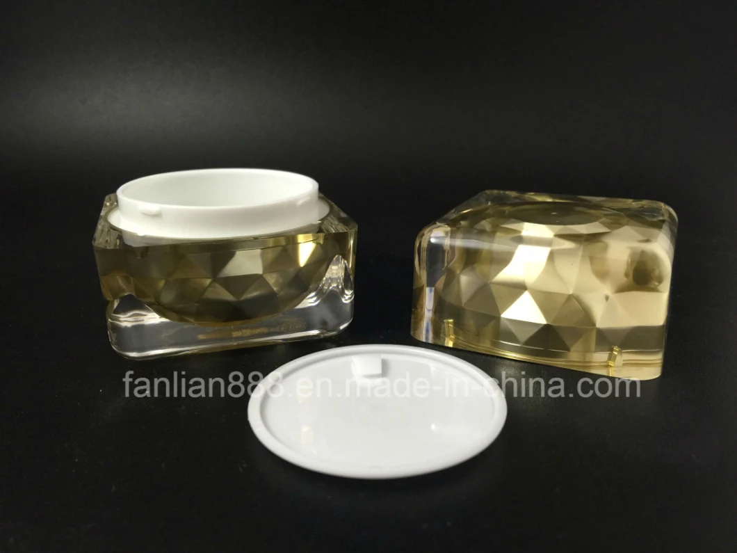 Acrylic Square Diamond Crystal Cream Jar for Cosmetic Packaging