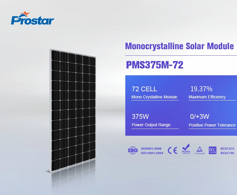 375W Monocrystalline Solar Panel 375wp TUV/Ce Certificates 72cells Monocrystalline Solar Panel for House