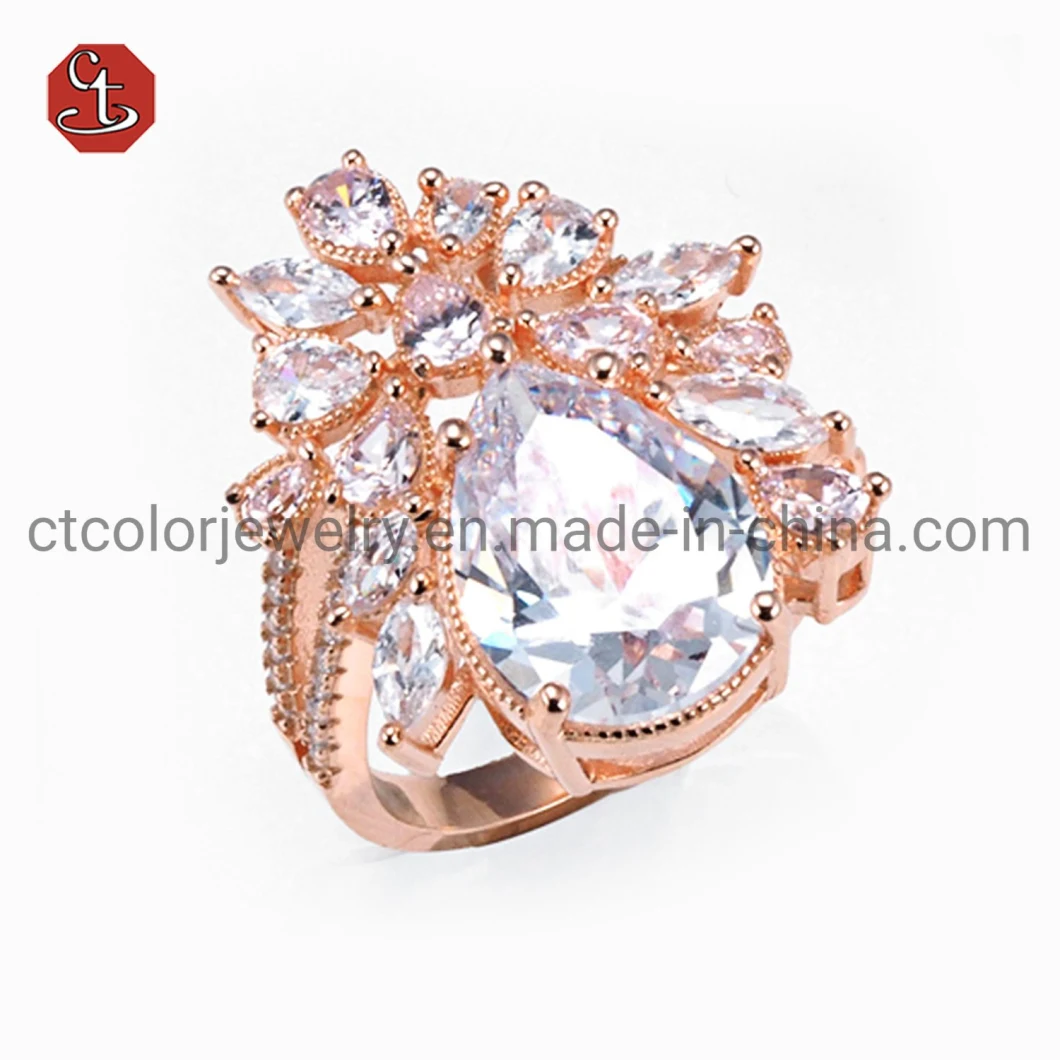 Yellow Diamond CZ Customized Jewelry 18K Gold Plated Silver Ring
