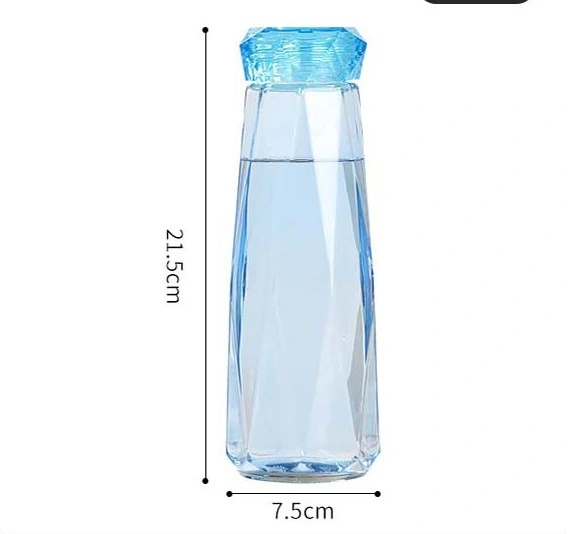 Campaign 500ml Single Wall Fashion Crystal Diamond BPA Free Rhombus Glass Drinking Water Bottle for Gifts