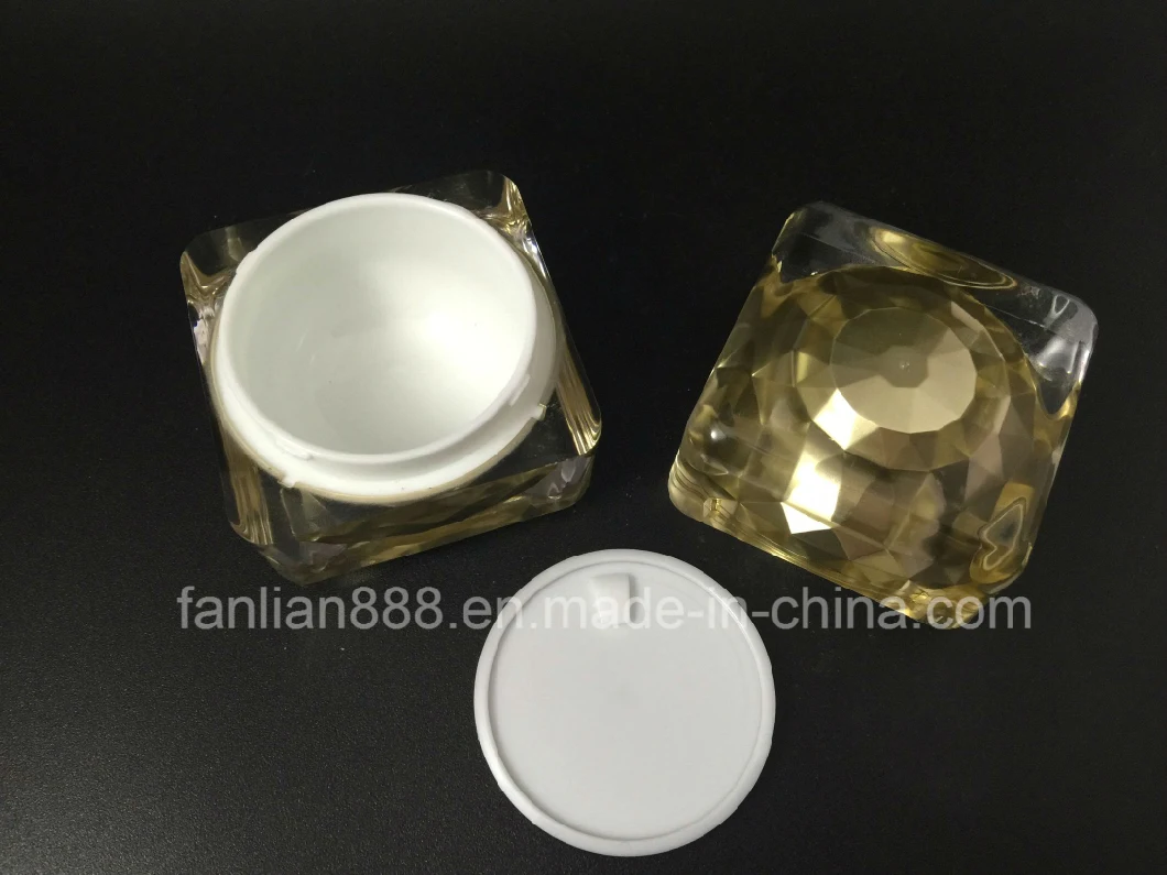 Acrylic Square Diamond Crystal Cream Jar for Cosmetic Packaging