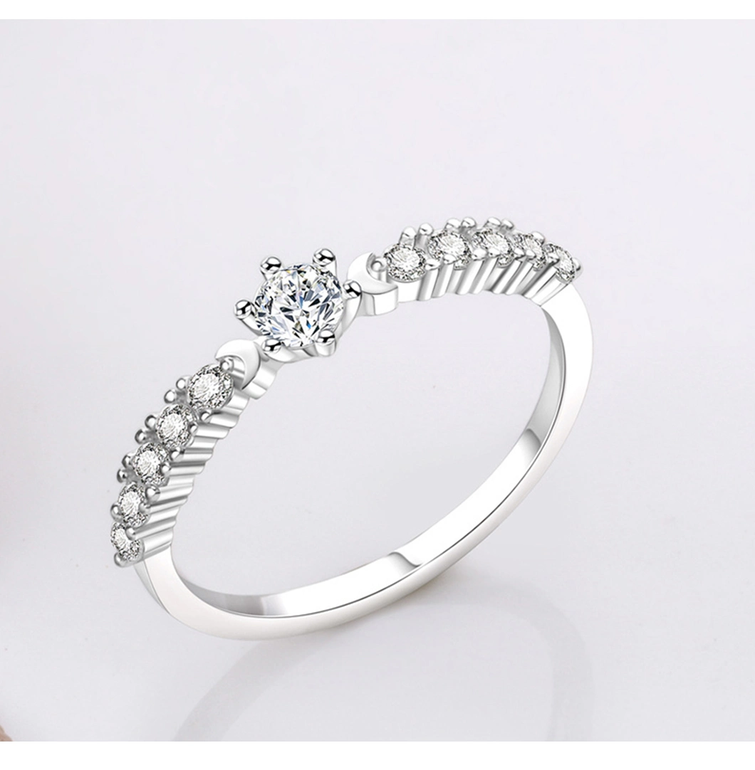 2020 Wholesale Fashion Sterling Silver Jewelry Finger Ring with Synthetic Diamond Jewellery for Wedding