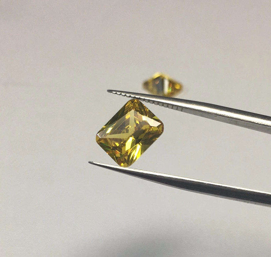 Loose Yellow Cubic Zirconia Diamond Synthetic Emerald Cut CZ Gemstone for Jewelry