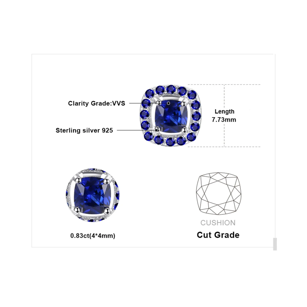 Fashion Created Sapphire Created Blue Spinel Studs Earrings 925 Sterling Silver Jewelry
