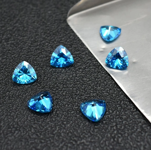 Wholesale Triangle Brilliant Diamond Cut Cubic Zirconia Loose Amethyst Gemstone