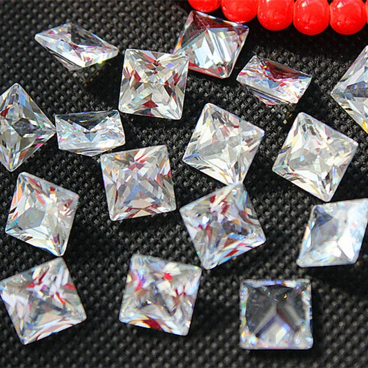 Color Square Shape Cubic Zirconia Synthetic Diamond Gemstone