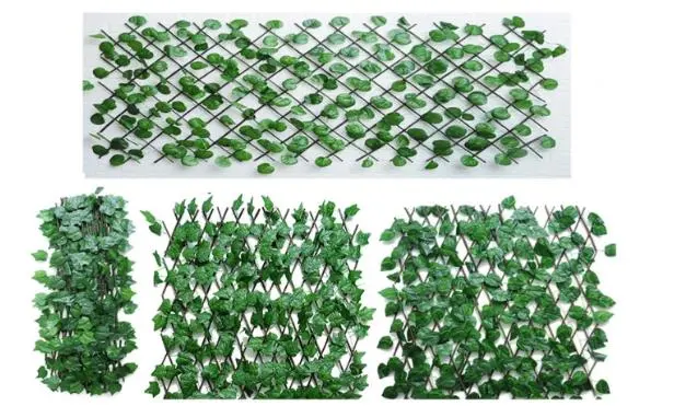 UV Coated Outdoor PVC Garden Artificial Green Grass Plant Leaf Fence