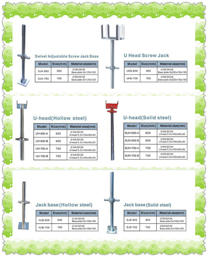 Adjustable Solid Screw Jack Base for Scaffolding