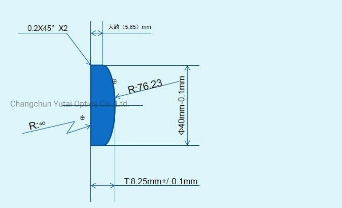 Bk7 Glass Dia40mm, FL147.5mm Ar Coating Spherical Plano Convex Lens