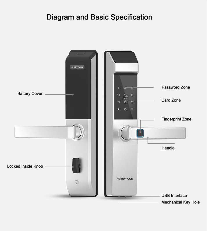 Digital Door Lock Fingerprint Smart Handle Lock Bluetooth APP Electronic Door Lock Smart