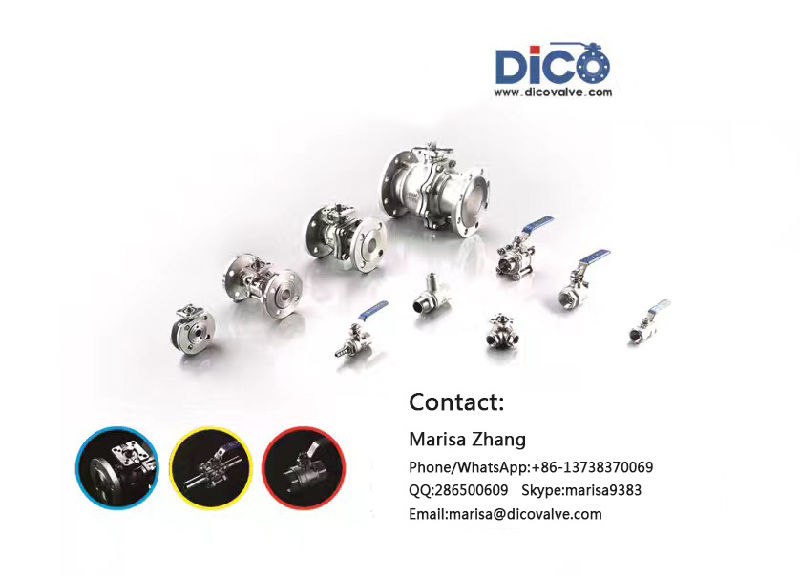 Dico Sanitary Stainless Steel 3 Way Ball Valve with Clamp End