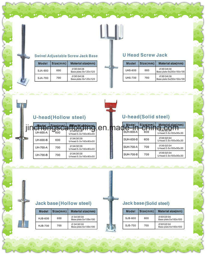 Adjustable Screw Jack Base Jack in Scaffold Buliding Material