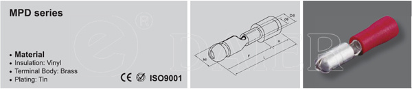 Cable Lugs Types Male and Female Bullet Connector Terminal (MPD Series)