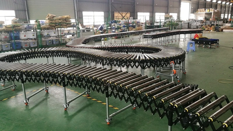 Fire Resistant Stainless Steel Electric Power Retractable Flexible Expandable Roller Conveyor for Loading and Unloading