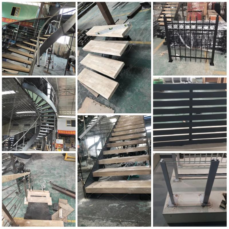 Steel Beam Straight Staircase with Glass Metal Railing Design