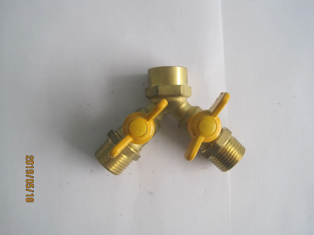 Male and Female Thread Brass Gas Ball Valve in Three Ways with Butterfly Handle