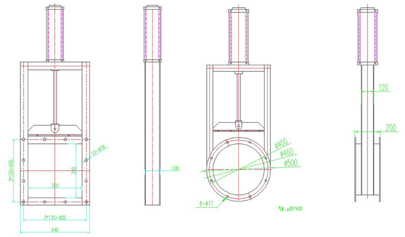 Stainless Steel Pneumatic Slide Gate Valve Under Silo