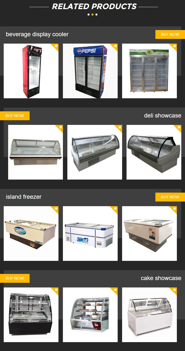 Stainless Steel Curve Glass Showcase Cooler Bread Display Refrigerator with CE Certificate