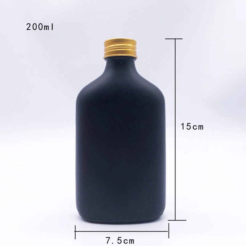 Black Printed Flat Glass Bottles for Beverage Juice