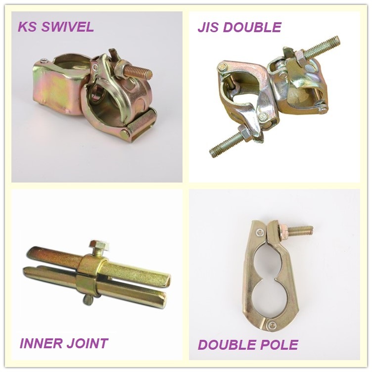 BS JIS Type Galvanized 48.6*60.5 Press Steel Scaffold Double and Swivel Clamp