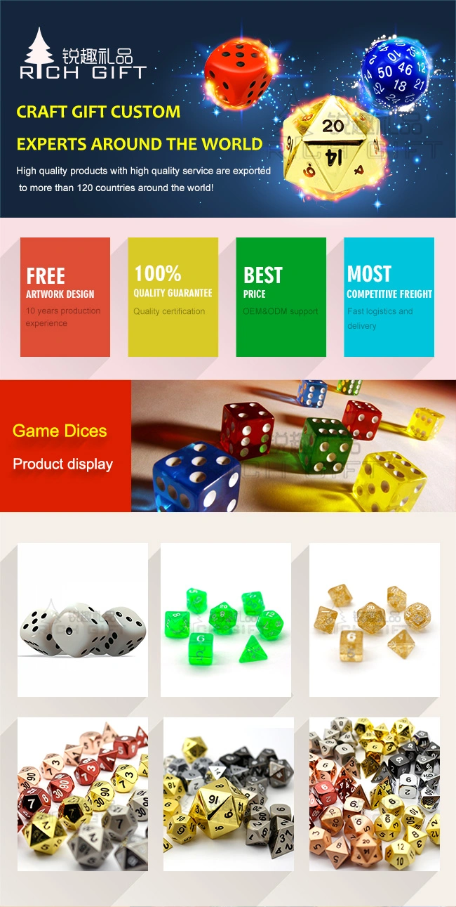 Manufacturers Wholesale Custom Metal Polyhedral Casino Dice Set/Bulk/Plastic/Laser Engraved/D20/12/10/8 Sided/Giant/Sex/Rpg/Loaded/Poker Dice for Adult Games