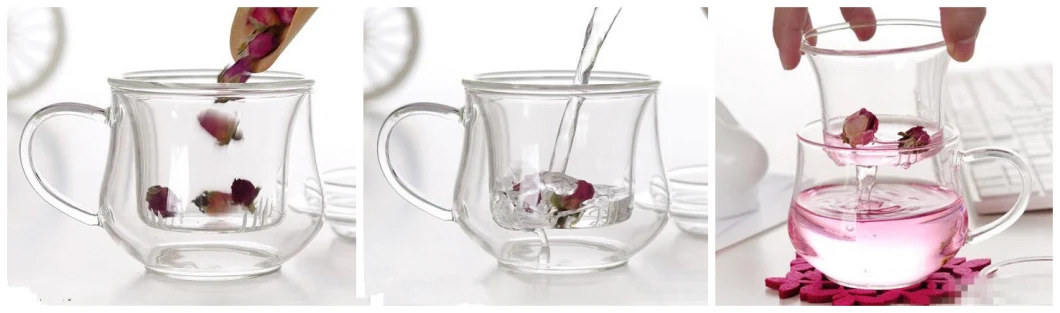 Borosilicate Glass Tea Cup Glass Tea Tumbler Drinking Tea Cup Pyrex Glass Tea Cup with Infuser