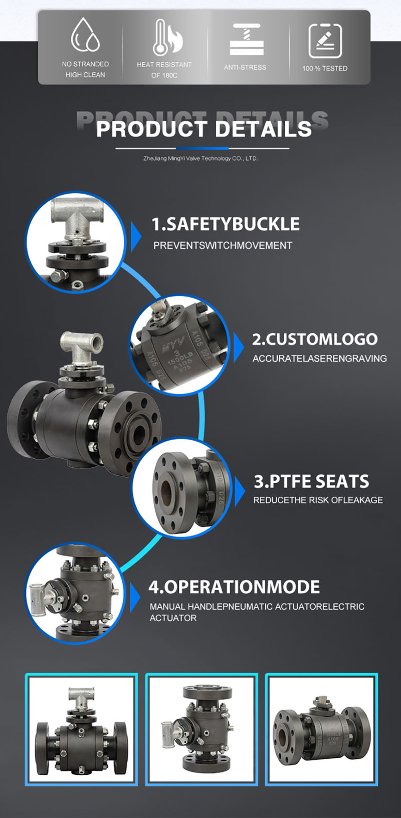 Three-Piece Ball Valve Forged Ball Valve Soft Seal Ball Valve A105 Ball Valve