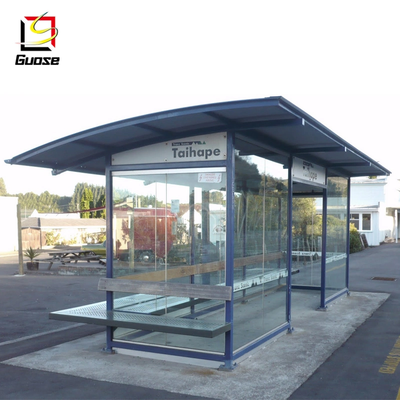 Glass Wall Bus Stop Advertising Bus Station Rain Shelter Solar Bus Stop with Bench