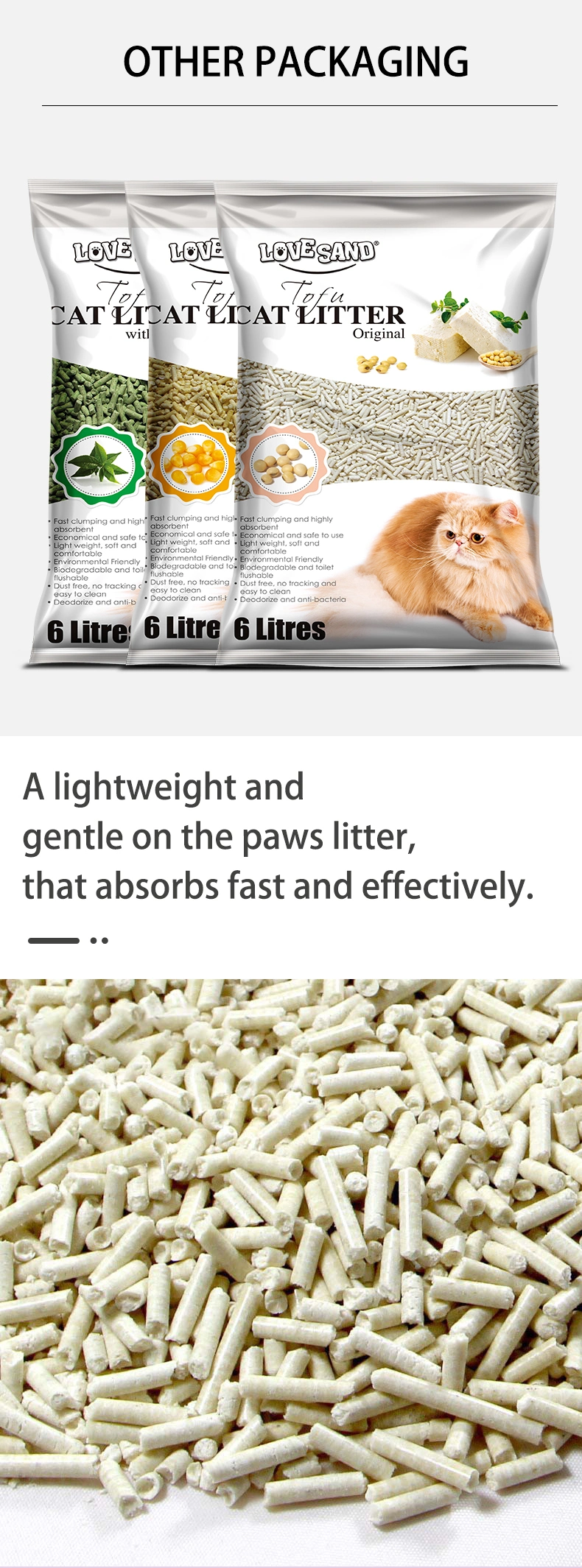 Wholesale Efficient Eco-Friendly Quickly Deodorant Tofu Cat Litter