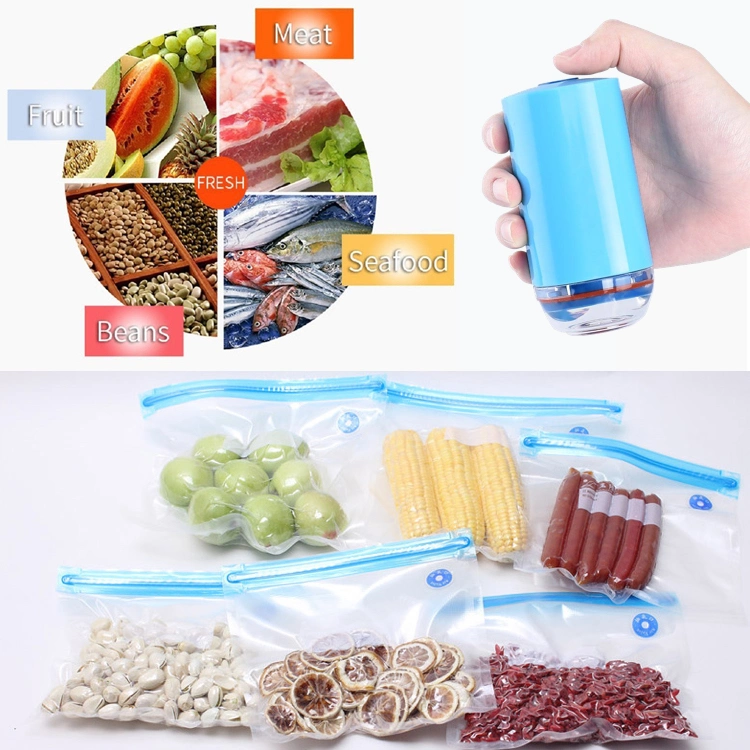 Mini Vacuum Sealer Device to Extend Longer Storage of Vegetable/Fish/Meat/Cheese/Cooked Food