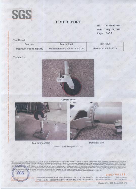 Swivel and Adjustable Caster Wheel with Brake for Scaffolding