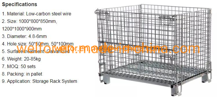 Foldable Welded Stackable Collapsible Metal Steel Wire Mesh Storage Containers