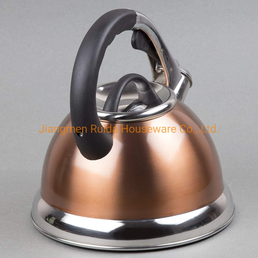 Copper Painting Stainless Steel Whistling Coffee Tea Water Kettle with Heat Resistant Handle